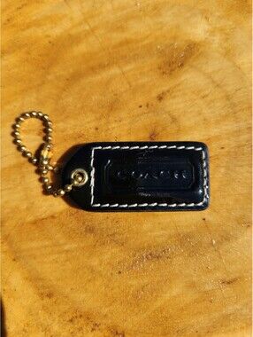 Coach Black Leather hang tag 2inch
